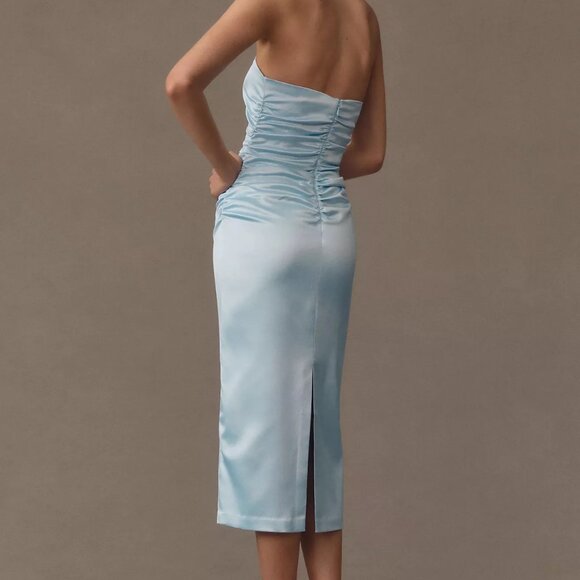 Anthropologie BHLDN Selena Strapless Stretch Satin Midi Dress - NWT. Size M. - Picture 2 of 5
